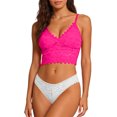thumbnail image 5 of Jinhomg Women's Lace Padded Bralette Plunge Wireless Longline Bra Breathable Everyday Bras Hot Pink Free Size, 5 of 9