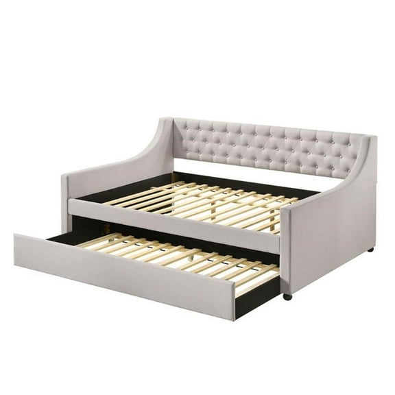 Acme Furniture Lianna Full Daybed & Twin Trundle in Fog Fabric