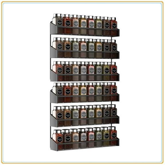 Auledio 2 Pack 3 Tier Metal Spice Rack Wall Mount Spice Organizer for Kitchen, Black