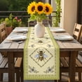 thumbnail image 5 of Rustic Bee Pastoral Flower Table Runner-72 Inch Long Green Border Table Runners Linen Burlap Tablerunner for Kitchen Dining Room Holiday Party, 5 of 9