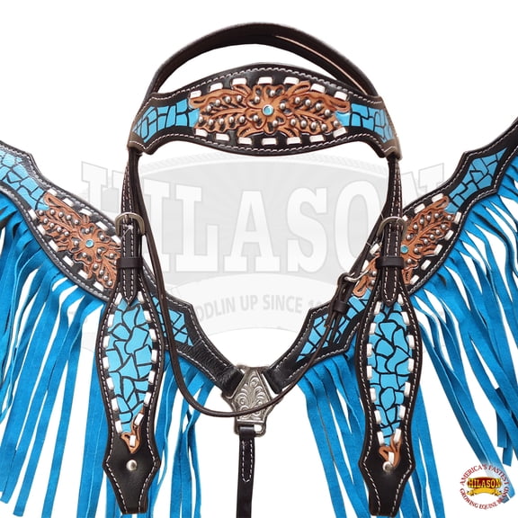 Western Horse Headstall Breast Collar Set Tack American Leather Hilason