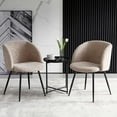 thumbnail image 5 of NORDICANA Accent Chairs Set of 2 Fuzzy Sherpa Dining Chairs with Barrel Back Faux Fur Armchairs Upholstered Black Metal Leg, Living Room Chairs (Light Brown), 5 of 7