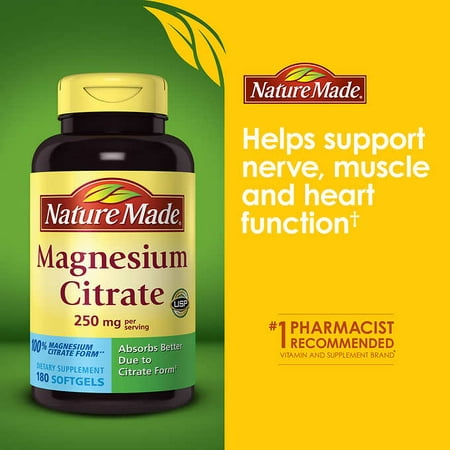 Nature Made Magnesium Citrate 250 mg., 180 Count (Best Way To Drink Magnesium Citrate)