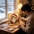 thumbnail image 3 of ARVELLIA DIY Christmas Pearl Painting Kit with Frame, Cute Orange Cat with Santa Hat Holiday Portrait Beaded Art Craft Set for Adults and Beginners, Handmade Wall Decor Gift (7.8x7.8in), 3 of 5