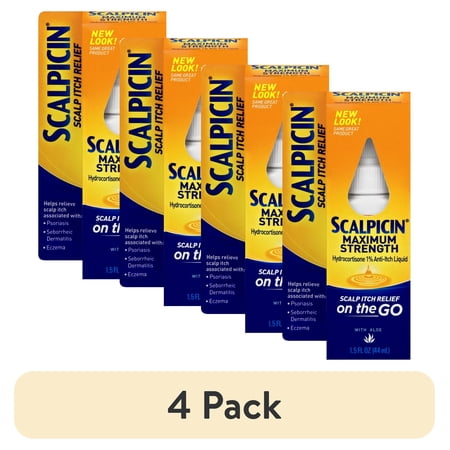 (4 pack) Scalpicin Scalp Itch Treatment, 1.5 fl oz, Max Strength