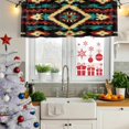thumbnail image 5 of Boho Orange Teal Curtain Valances for Windows, Kitchen Valance Window Treatments Panel 2 Pack, Vintage Geometric Southwestern Ethnic Rod Pocket Short Curtains for Bathroom Bedroom 42 x 18 Inch, 5 of 8