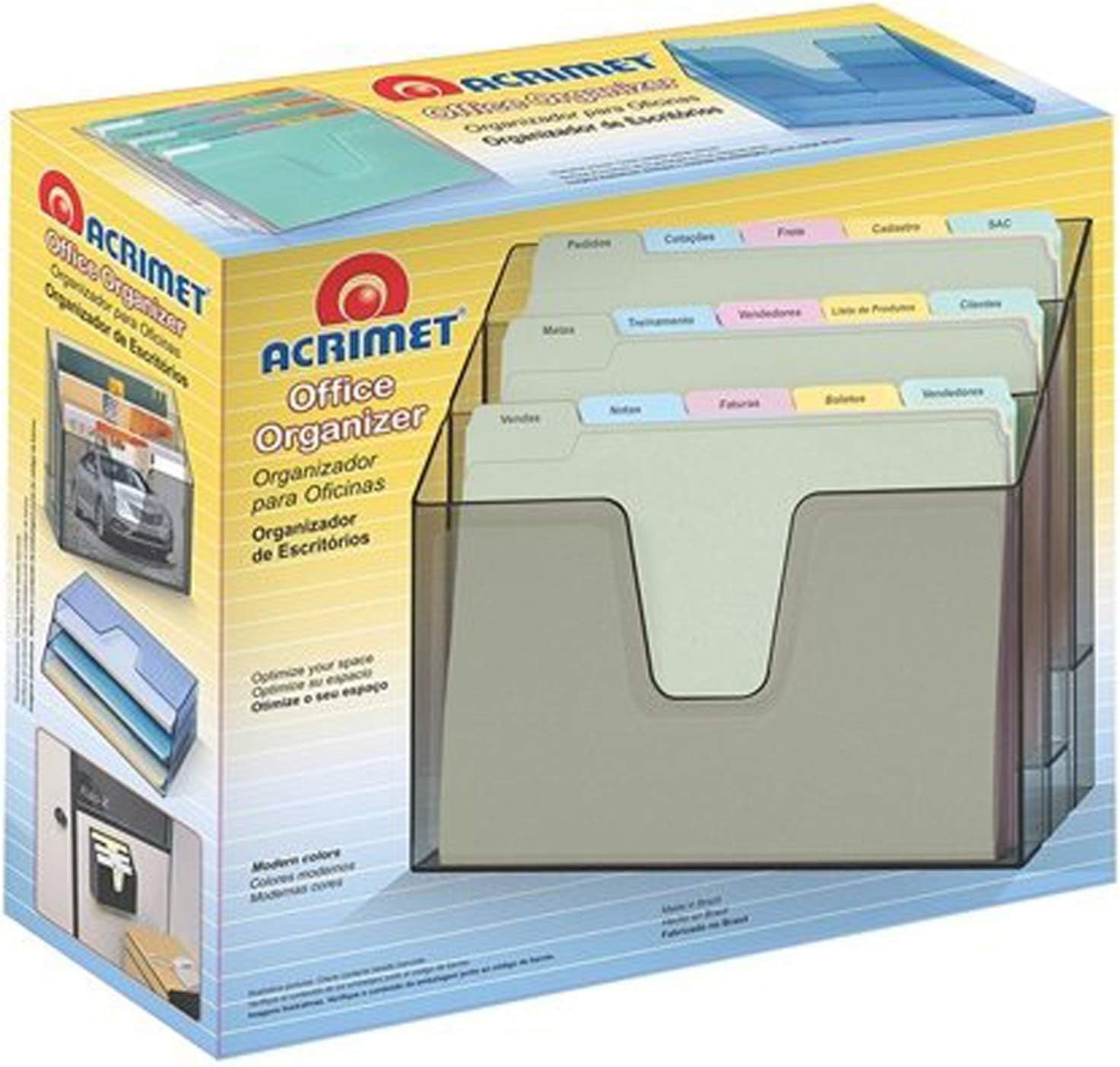 Acrimet Horizontal Triple File Folder Holder Organizer (White Color)