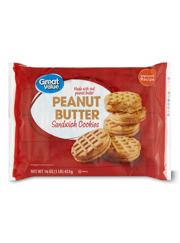 Great Value Peanut Butter Sandwich Cookies, 16 oz, Shelf-Stable/Ambient, Whole