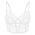 thumbnail image 2 of Wingslove Women's Sexy Lace Balconette Bra Longline See Through Unlined Underwire Multiway Bralette with Silicone Nipple, White 34D, 2 of 5