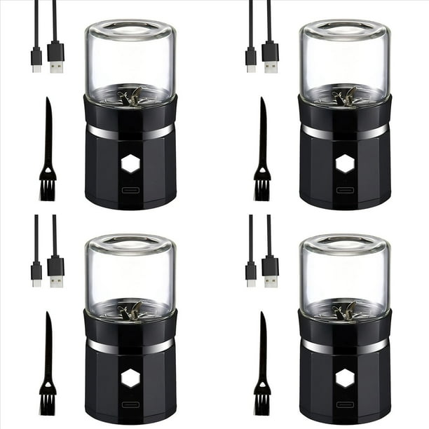 4X Mini Molinillo Eléctrico, Molinillo de Vainilla Portátil, Molinillo Recargable por USB con un Cepillo de Limpieza para Té de Hierbas,