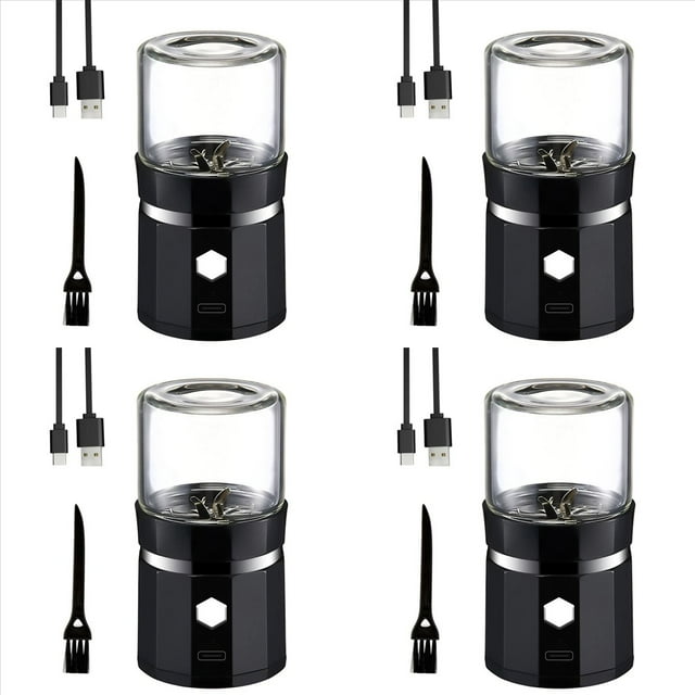 4X Mini Molinillo Eléctrico, Molinillo de Vainilla Portátil, Molinillo Recargable por USB con un Cepillo de Limpieza para Té de Hierbas,