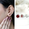 thumbnail image 5 of Rosec Jewels Lab Created Ruby Solitaire Stud Earrings for Women - 6 mm - AAAA Quality, 925 Sterling Silver, 5 of 7