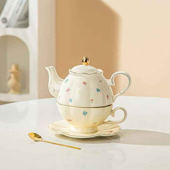 Teapot cup combo,Teapot and Teacup for One,Tea Cup and Saucer Set-Tea Pot Set Gift