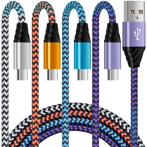 Type C Cable, USB C Cables Cord 6FT Hootek 4 Pack Type C Charging Cable USB Cable USB C to USB A Cord Android Cables Type C Charging Cords Phone Cables Fast charging cable for Samsung, Multicolor