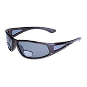 BlueWater Polarized +2.5 Magnification Bifocal 3 Sunglasses Gloss Black Frame Gray Lenses