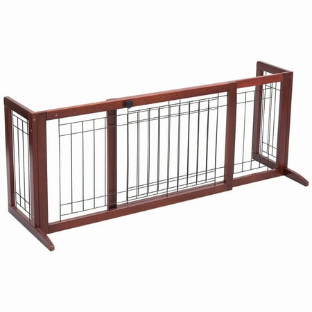 - Gymax Solid Wood Dog Gate Pet Fence Playpen Safety Adjustable Panel Free Stand Indoor