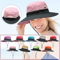 thumbnail image 3 of Women's Ponytail Sun Hat Wide Brim Bucket Hat for Adults UV Protection Foldable Summer Beach Fishing Safari Cap with Adjustable Chin Strap Breathable Mesh Outdoor Activewear Accessory, 3 of 3