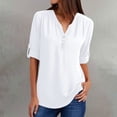 thumbnail image 2 of Seductiva Basic T Shirts for Women Long Sleeve Shirts for Women Notched Button Women V Neck Tunic Chiffon Tops Ladies Blouses Casual Spring 2025 Comfy Casual Vacation Workout Clothes Lightweight Soft, 2 of 7