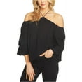 thumbnail image 2 of 1.STATE Womens Cold Shoulder Halter Blouse Top, Black, X-Small, 2 of 2