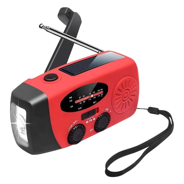 Hand Cranked Portable Radio - Weather Radio With 1200mAh Power Bank For Phone Emergency Solar Wind Up Radio For Outdoor Activit ,Easy to Use