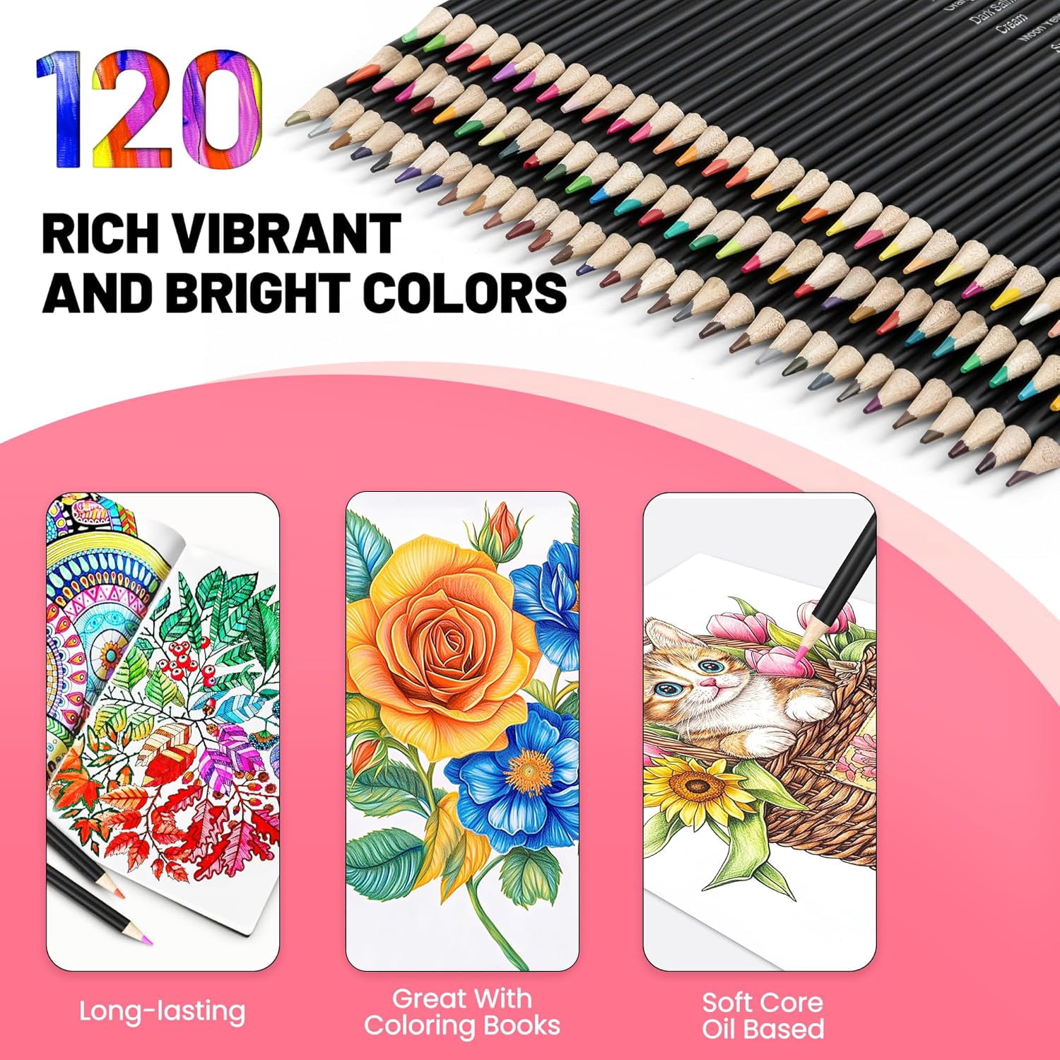 120 Colored Pencils,Soft Coloured Leads for Adult Artists, Professionals and Colorists, In Zipper Pouch