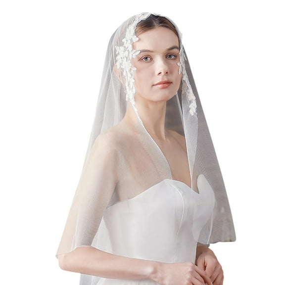 Bride Headpiece Veil Mantilla Bride Headwear Mantilla Gorgeous Veil Brimmed Lace Mantilla for School Play Accessories