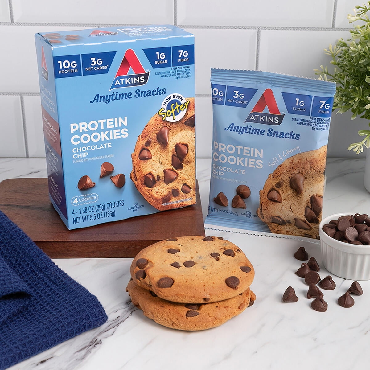(3 pack) Atkins Chocolate Chip Cookie 4PK