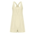 thumbnail image 5 of Htigea Clearance Womens Rompers Summer Casual Loose Sleeveless Overalls Spaghetti Strap Shorts Jumpsuit 2025 Beach Vacation Outfits Clearance Sale Beige M, 5 of 7