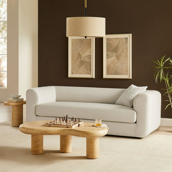 Modway Leif 89" Performance Velvet Upholstered Sofa in Alabaster
