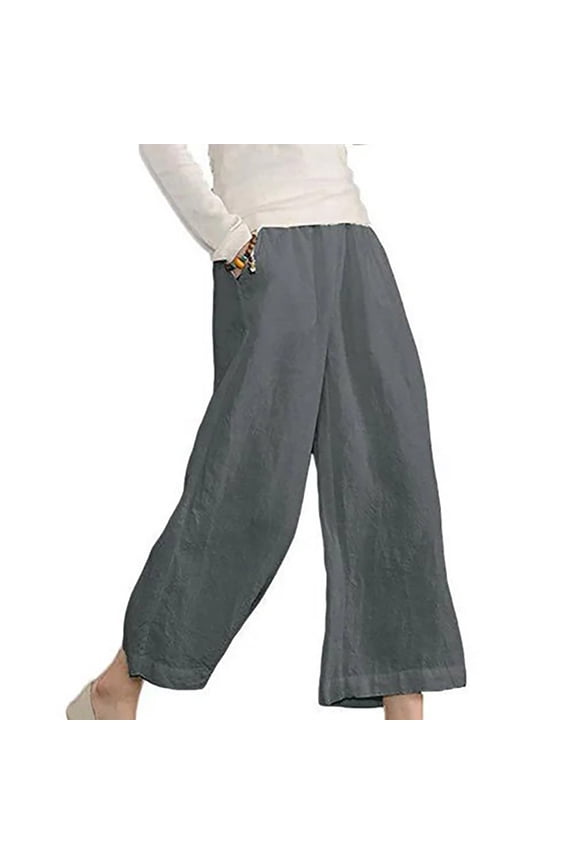 Palazzo Pants For Women Pants For Women In Clothing Capris High Waist Rise Ankle Flare-Leg Gray M