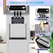 Roromall Commercial Ice Cream Maker for Home Snack Bar, 5.3 to 7.4 Gal/H Soft Serve Ice Cream Machine with Smart Control Panel, Automatic Cleaning, 2+1 Flavor 2200W