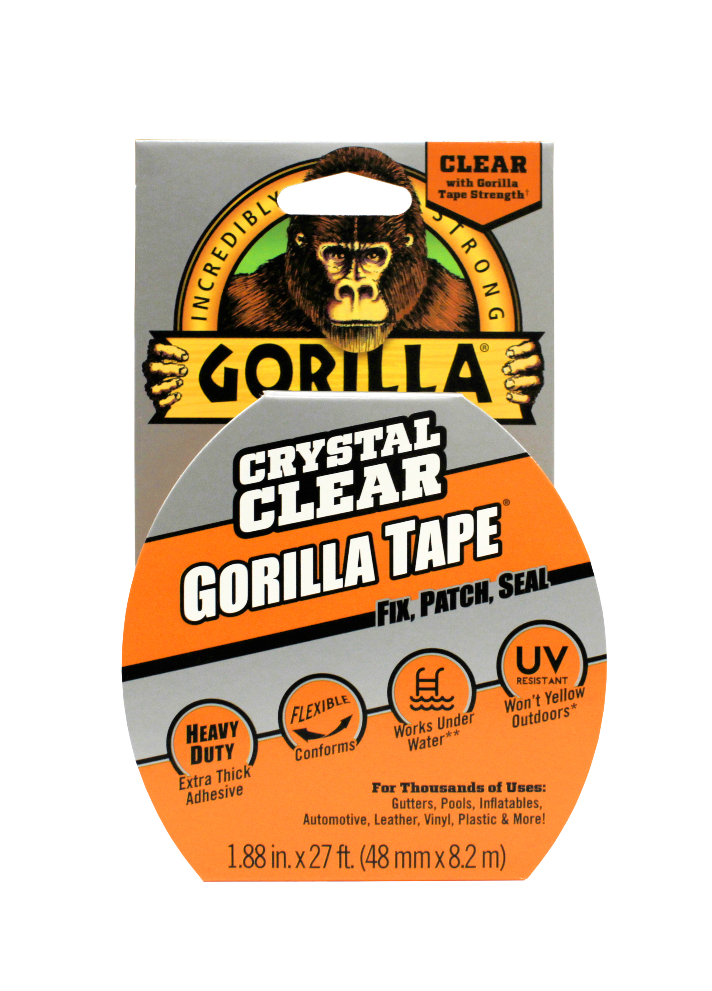 Gorilla Tape, Crystal Clear Duct Tape, 1.88" x 9 yd, Clear, (Pack of 6) - image 2 of 10