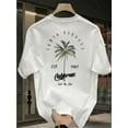 thumbnail image 1 of Men'S Heavy Duty 100% Cotton T-Shirt - California Palm Tree and Letter Print, Loose Casual Short Sleeve T-Shirt TEE TOP Breathable Fabric Daily T-Shirt | Crew Neck | Knitted Material, 1 of 6