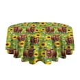 thumbnail image 5 of Highland Cow Sunflower Field Pattern Round Tablecloth 60"x60",Wrinkle Wipeable Table Cloth for Kitchen Dining Room Picnic Patio Party, 5 of 6