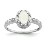 925 Sterling Silver Polished Diamond and Simulated Opal Ring Jewelry Gifts for Women - Ring Size: 5 to 10