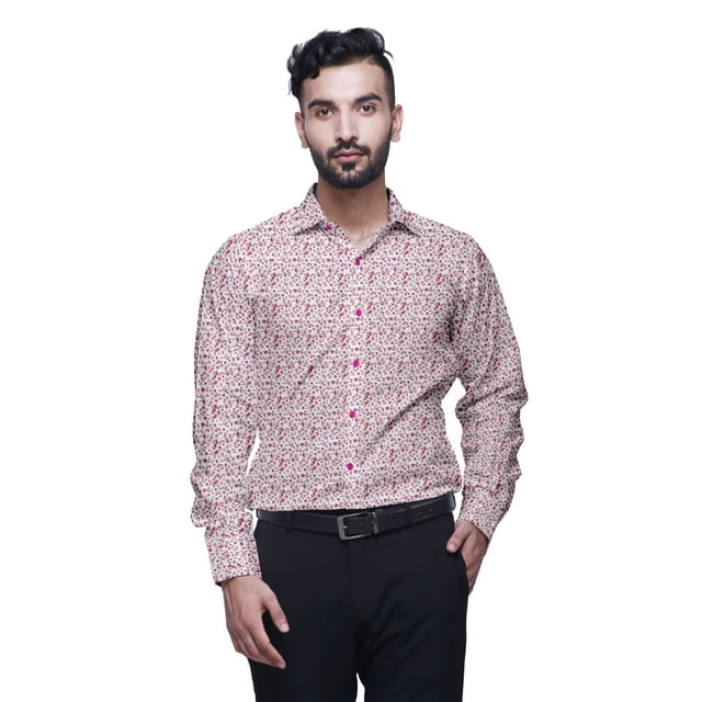 BESTMAN Chemises en Coton pour Hommes à Manches Longues Chemise Formelle Imprimée