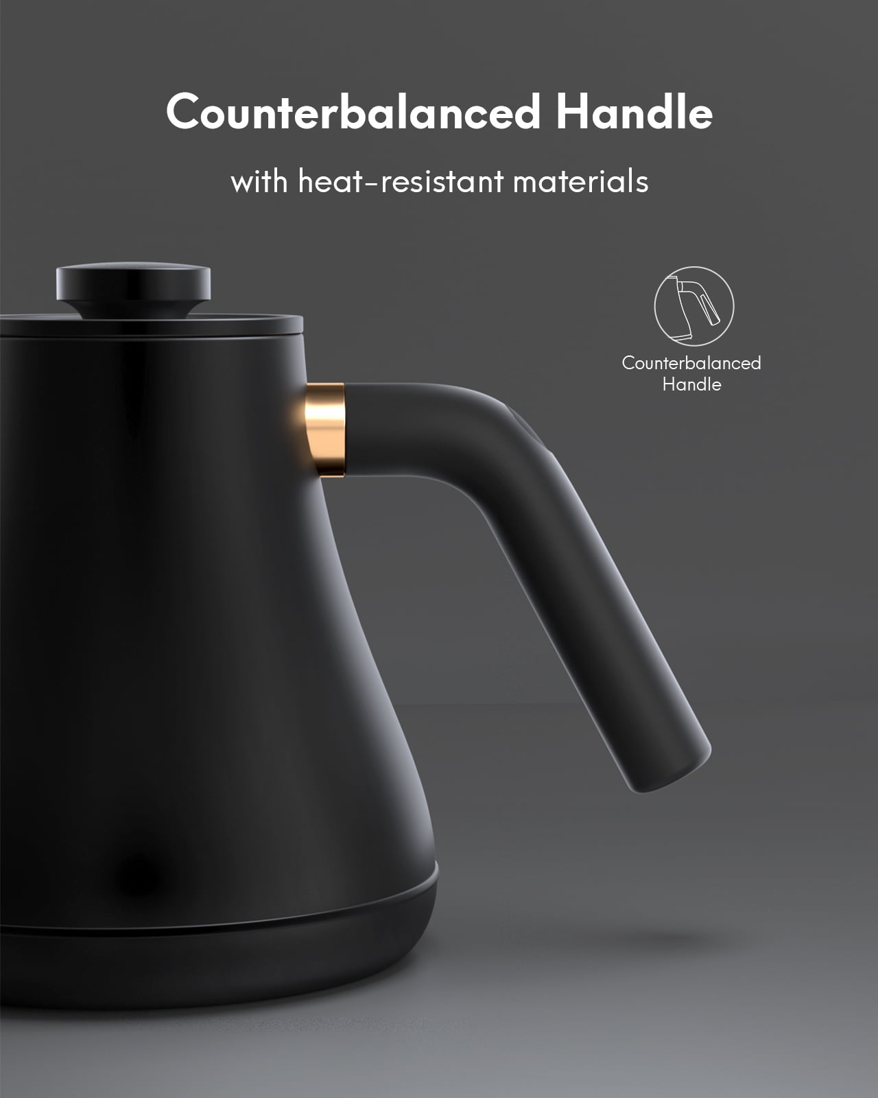 Whall Gooseneck Electric Kettle - Tea/Coffee Kettle with LED Display, Button Controls, Stainless Steal Inner, 1200W Fast Heating (Black), Size: 10.2
