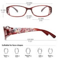 thumbnail image 2 of KOOSUFA Womens Floral Color Reading Glasses 4.50 Quality Rectangle Readers Eyeglasses Eyewear Red, 2 of 7