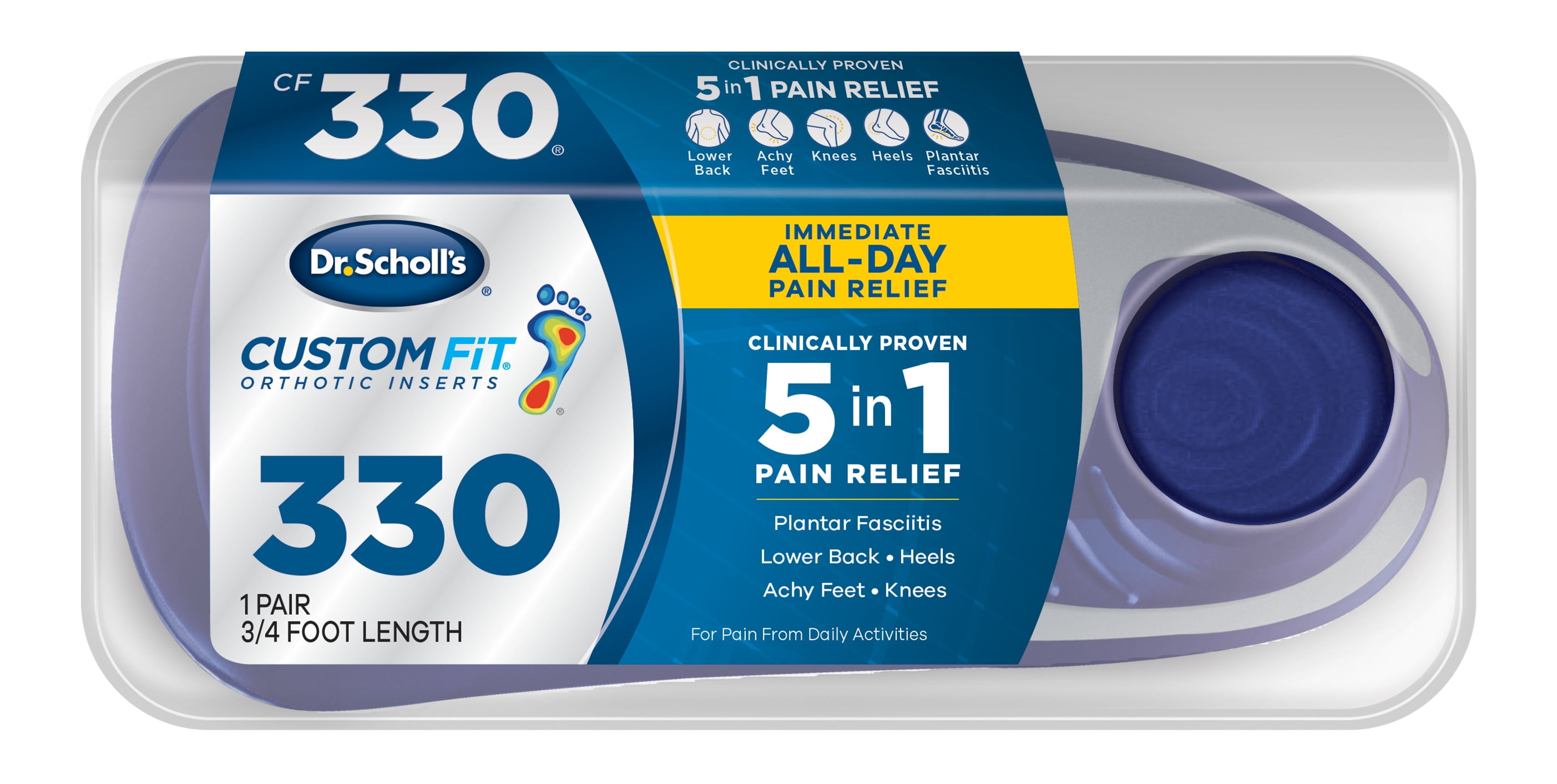 Dr Scholls Custom Fit CF 330 Orthotic Insole Shoe Inserts for Foot Knee and Lower Back Relief 1 Pair