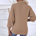 thumbnail image 7 of IROINNID Womens Sweater V-Neck Pullover Sweater Solid Color Leisure Mid-Length Long Sleeve Autumn and Winter Suit Collar Knit Sweater Lantern Sweater, 7 of 7
