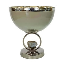 A&B Home Celine Glass Bowl with Aluminum Base - 9.5"Dia. x 10"H - Silver/Cream