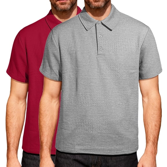 IhhxPro Men's Knit Short Sleeve Button down Shirt Textured Collared with Stretch Fit Summer Casual Top S-3XL