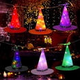 thumbnail image 4 of Luces de sombrero de bruja para decoración de Halloween, 2 piezas colgantes iluminadas para Halloween, luces de decoración de Halloween, 4 of 5