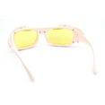 thumbnail image 4 of Super Funky Shoe Lace Trim Rectangular Wrap Around Plastic Sunglasses Light Pink - Yellow, 4 of 4