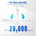 thumbnail image 3 of Cable de carga OCEEK para iPhone 3, 1,8 m, certificado MFi, blanco, 3 of 7