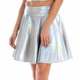 thumbnail image 4 of Women's Sexy Pleated Mini Skirt, High Waist Bodycon Short Skirt, Party Club Skirt for Stage Performance, Night Out and Dance,Multicolor,L, 4 of 7