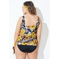 thumbnail image 2 of Swimsuits For All Women's Plus Size Scoop Neck Relaxed Fit Side Tie Blouson Tankini Top, 2 of 3