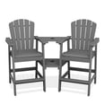 thumbnail image 5 of LOYALICE Tall Plastic Adirondack Chair Set of 2 W/ Outdoor Barstools and Connecting Tray, Gray, 5 of 11