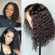 JESSIE'S SELECTION 13x4 Water Wave lace Front Wigs Human Hair Pre Plucked for Black Women Brazilian Hair Lace Frontal Wig with Baby Hair 150 Density 14 Inch