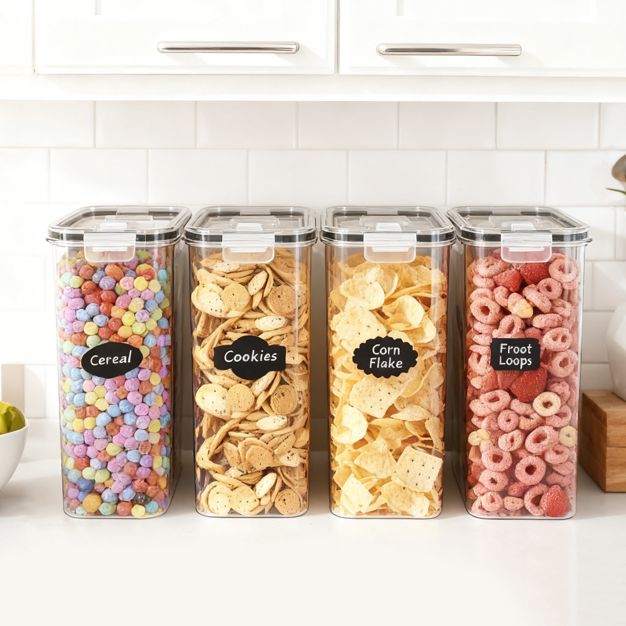 GARITIN Cereal Container, Airtight Food Storage Containers, Plastic Cereal Storage Containers with Lids, Cereal Dispenser Keeper for Dry Food, Kitchen Pantry Organization Containers, 135 fl oz